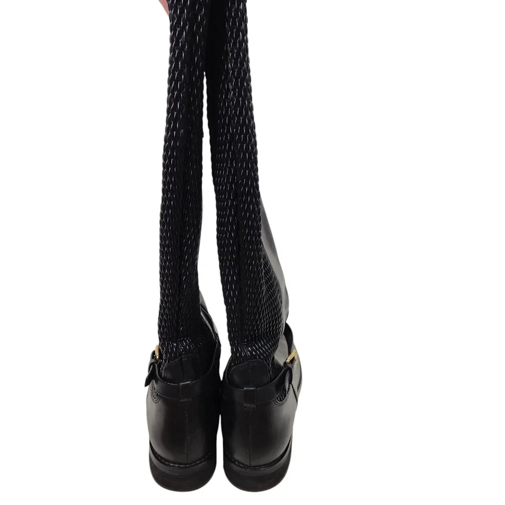 COLE HAAN Boots Womens‎ 8B Clove Riding Knee High Leather Gold Buckle Classic